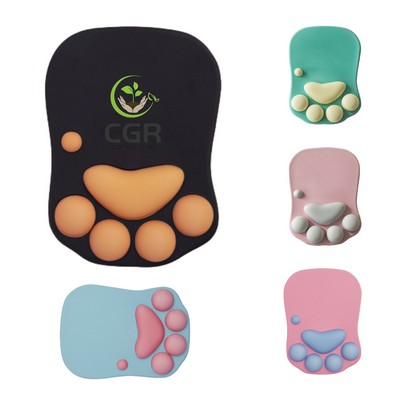 Cat Paw 3D Mouse Pad with Wrist Rest Cute Comfortable Silicone Support for Gaming and Office Use