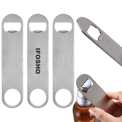 Heavy Duty Stainless Steel Flat Bottle Opener for Bartenders Kitchen Restaurant