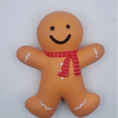 Slow-Rebound Smiling Gingerbread Man Stress Ball