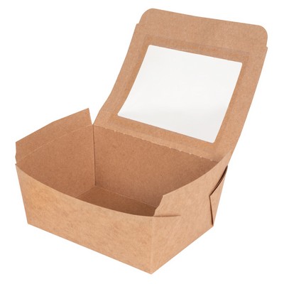 BioPlus VIEW #4 Window Paper Takeout Box - Kraft