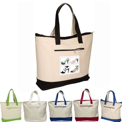 12 oz Tote Bag with Front Zippered Pocket