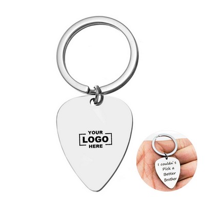 Stainless Steel Guitar Pick Keychain