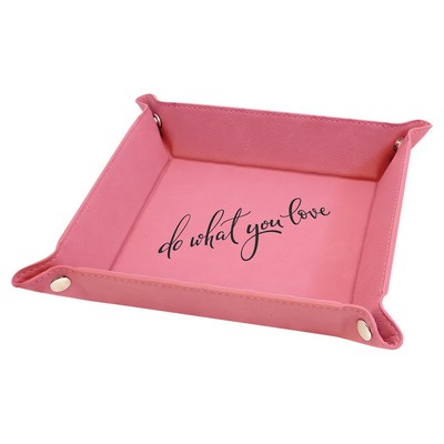 6" x 6" Snap Up Tray, Pink Laserable Leatherette