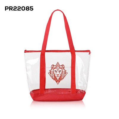 Clear Zippered Tote Bag With Pocket