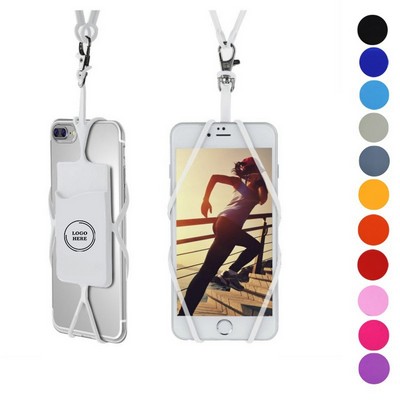 Silicone Cell Phone Holder Lanyard with Card Pocket