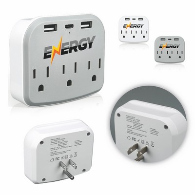 Power Hub 6-Outlet Wall Charger Featuring Phone Stand