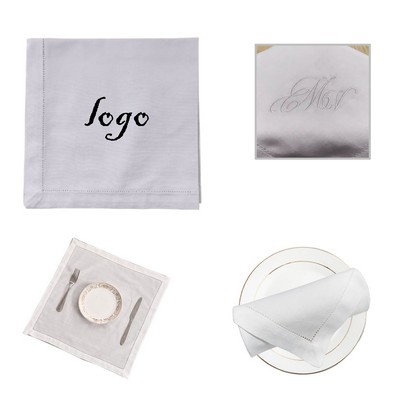 Embroidered Cotton Linen Napkins Cocktail Wedding Dinner Cloth