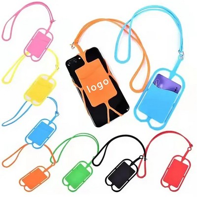 Silicone Phone Card Holder With Lanyard