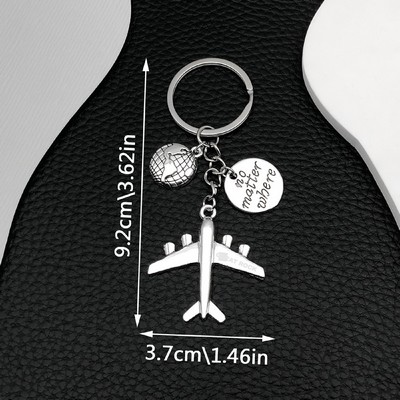 Airplane Shape Key Chain with Earth Round Pendant Airline Company Giveaway