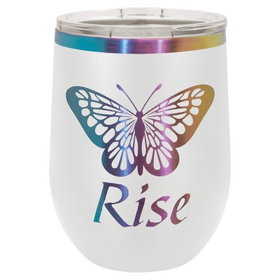 PC 12 oz. White/Prism ION-Plated Stemless Wine Tumbler