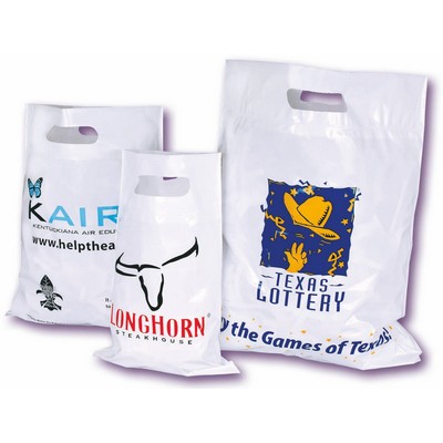 Fold Over Reinforced Die Cut Bags 15"x18" - 1 Color