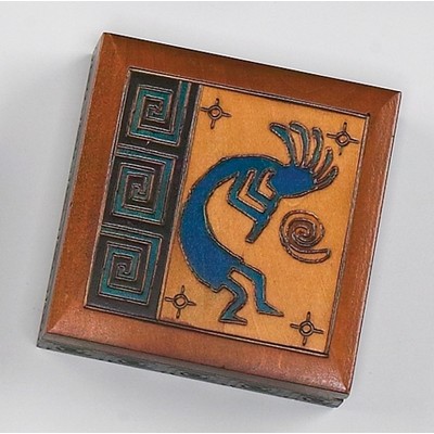 Bryon Allen Brown Wood Box Kokopelli (3-7/8"x3-7/8"x1-1/2")