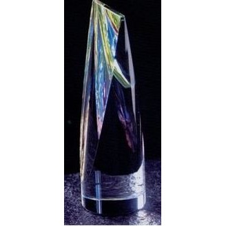 Optical Crystal Rainbow Double Slant Cylinder Award (5"x1 9/16")