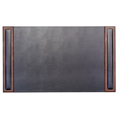 Leather & Walnut Brown Side Rail Desk Pad (34"x20")