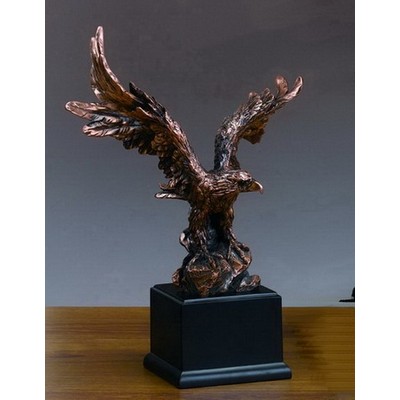 Small Copper Finish Eagle on Rock Trophy w/Upturned Wing (9"x11.5")