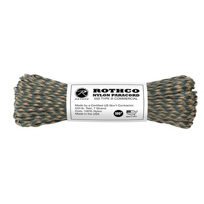 100' Camouflage 550 Lb. Type III Commercial Paracord