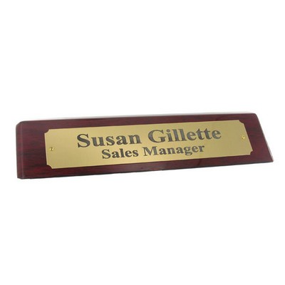 Piano Finish Desk Block w/Satin Brass Name Plate