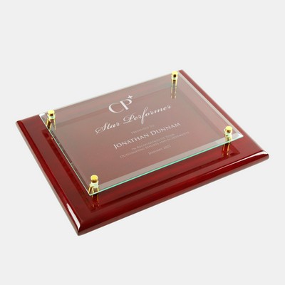 Rosewood Piano Finish Clear Glass Wall Plaque (Medium)