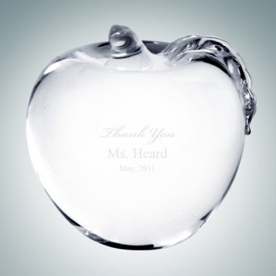 Molten Glass Apple Award w/ Clear Leaf