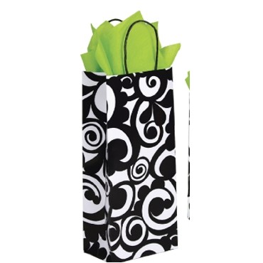 Bold Scroll Crane Printed Paper Shopping Bag