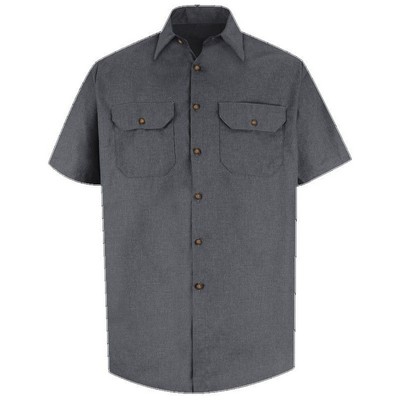 Red Kap™ Men's Short Sleeve Heathered Poplin Uniform Shirt - Charcoal Gray