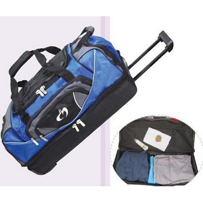 Drop-Bottom Rolling Duffel Travel Bag