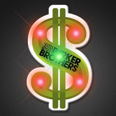 Imprinted Dollar Sign Body Lights Pin - Domestic Imprint