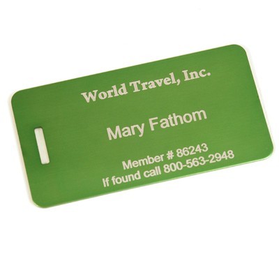 Green Metal Luggage/Travel Bag Tag