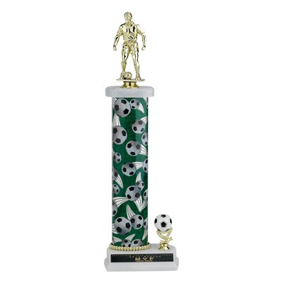 16" Single Column Soccer Trophy w/Soccer Ball & Figure