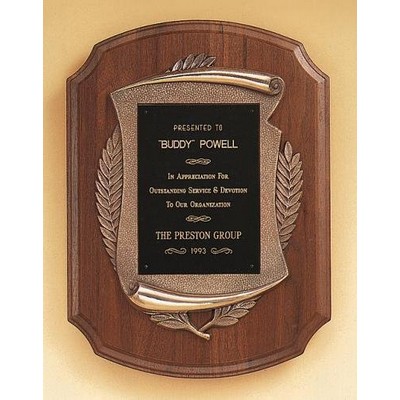 American Walnut Plaque with Antique Bronze Frame, 11 x 15"