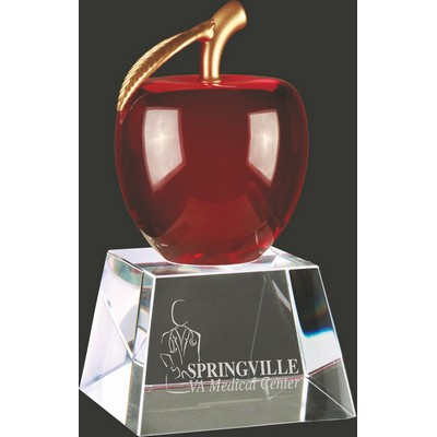 Highest Choice Optic Crystal Red Apple Award - 6'' H