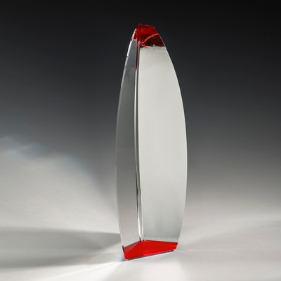 12" Trigonus Crystal Award w/ Red Accent