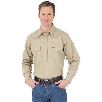 Wrangler® Men's Khaki Beige Western Flame Resistant Work Shirt