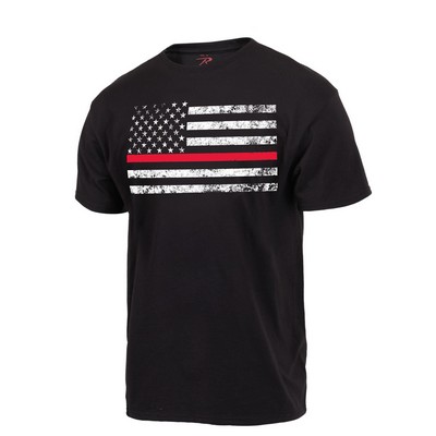 Black Thin Red Line Flag T-Shirt (S to XL)