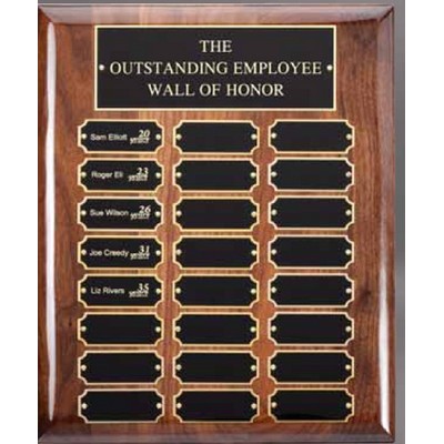 10.5" x 13" Walnut Perpetual Plaque w/24 Name Plates