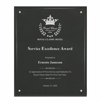 Classic Leatherette on Black Plaque - Black/Silver