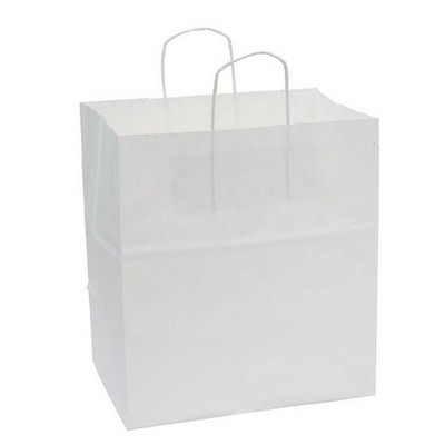 Food Service White Kraft Paper Super Royal Shopping Bag (14"x10"x15½")