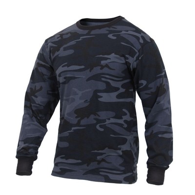 Midnight Blue Long Sleeve Camouflage T-Shirt (2X-Large)