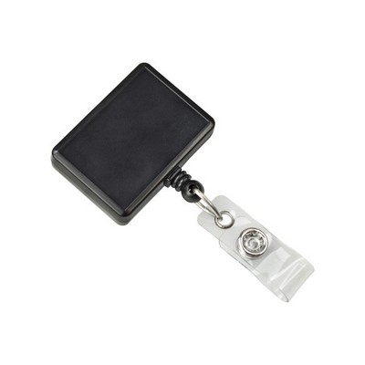 Rectangle Plastic Clip-On Badge Reel (Black)