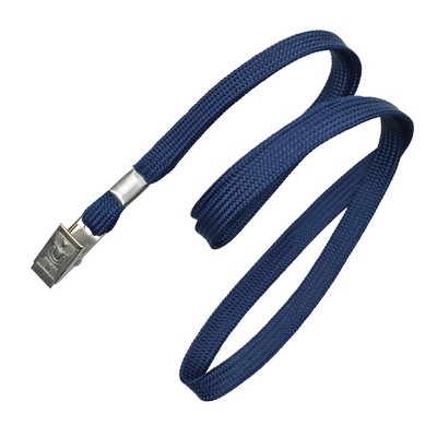 3/8" Blank Lanyard w/Bulldog Clip (Navy Blue)