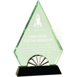 9 3/4" Diamond Horizon Glass Award with Black Base