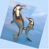 Solid Brass Dancing Dolphin Family