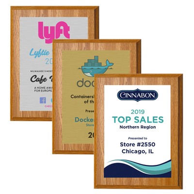 7" x 9" Oak Finish Plaque w/ Full Color Sublimated Imprint