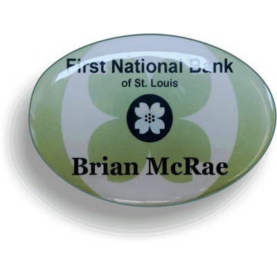 Full Color Frameless Domed Oval Badge (1 3/4" x 2 1/2")