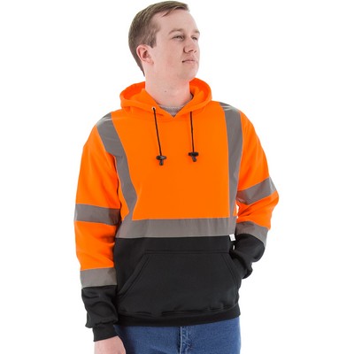 High Visibility Orange Hooded Pullover Sweatshirt, ANSI 3, Type R