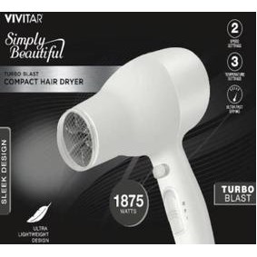 Vivitar® 1875 Watt Turbo Blast White Compact Hair Dryer