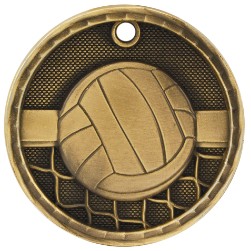 2" Antique Finish 3D Volleyball Medal