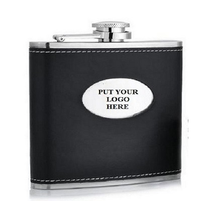 Stainless Steel Hip Flask with Leather Sleeve 8oz