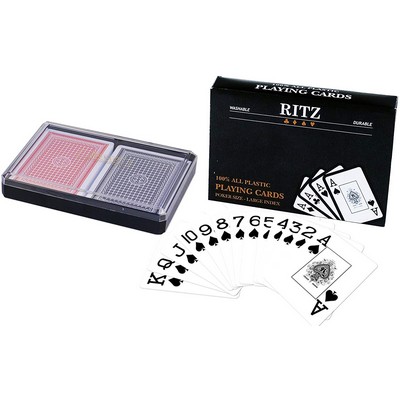 Ritz Plastic Playing Cards in hard shell case - Poker size, large index