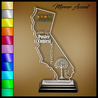 11" California Clear Acrylic Award with Color Print and Mirror Accent